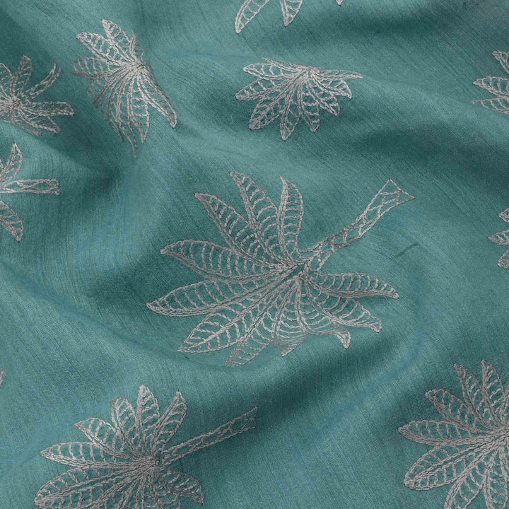 Powder Blue Moonga Embroidery Fabric
