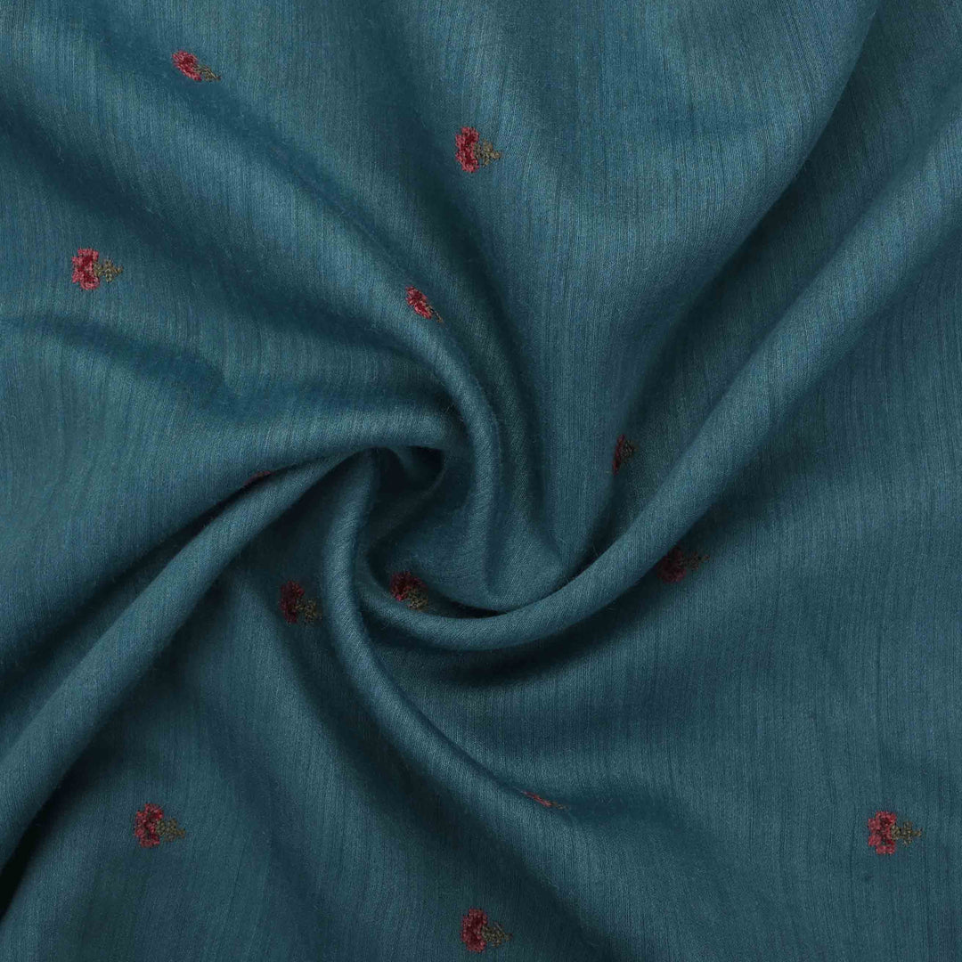 Blue Sapphire Moonga Embroidery Fabric