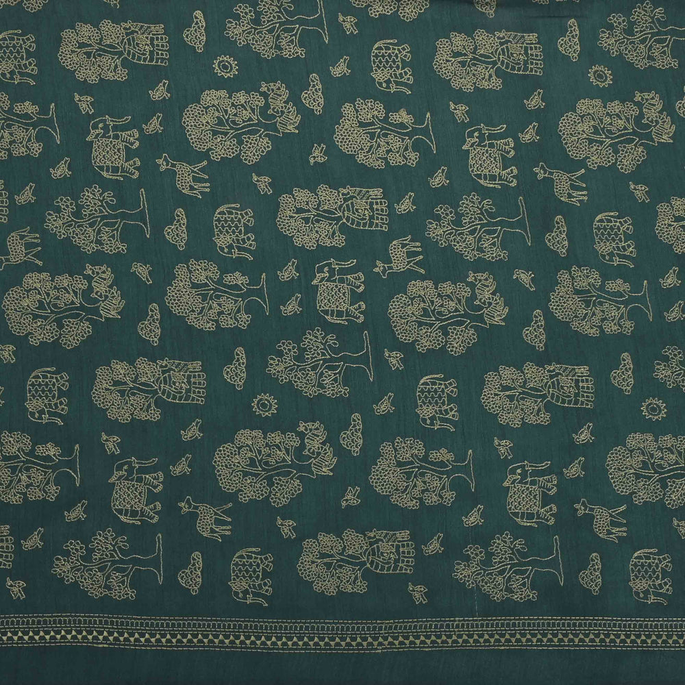 Green Moonga Embroidery Fabric