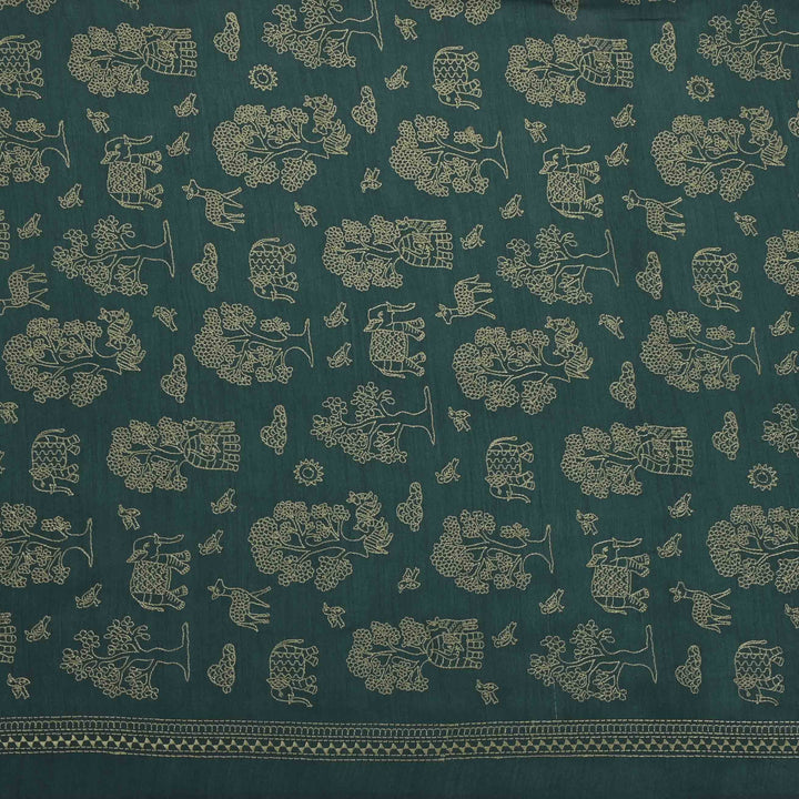 Green Moonga Embroidery Fabric
