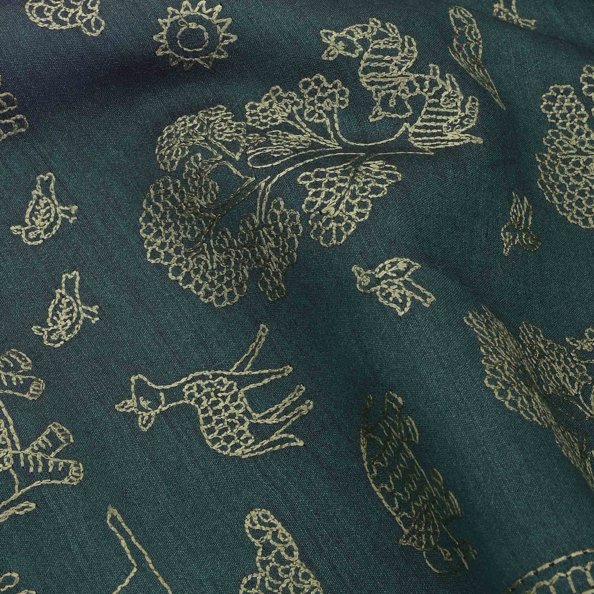 Green Moonga Embroidery Fabric