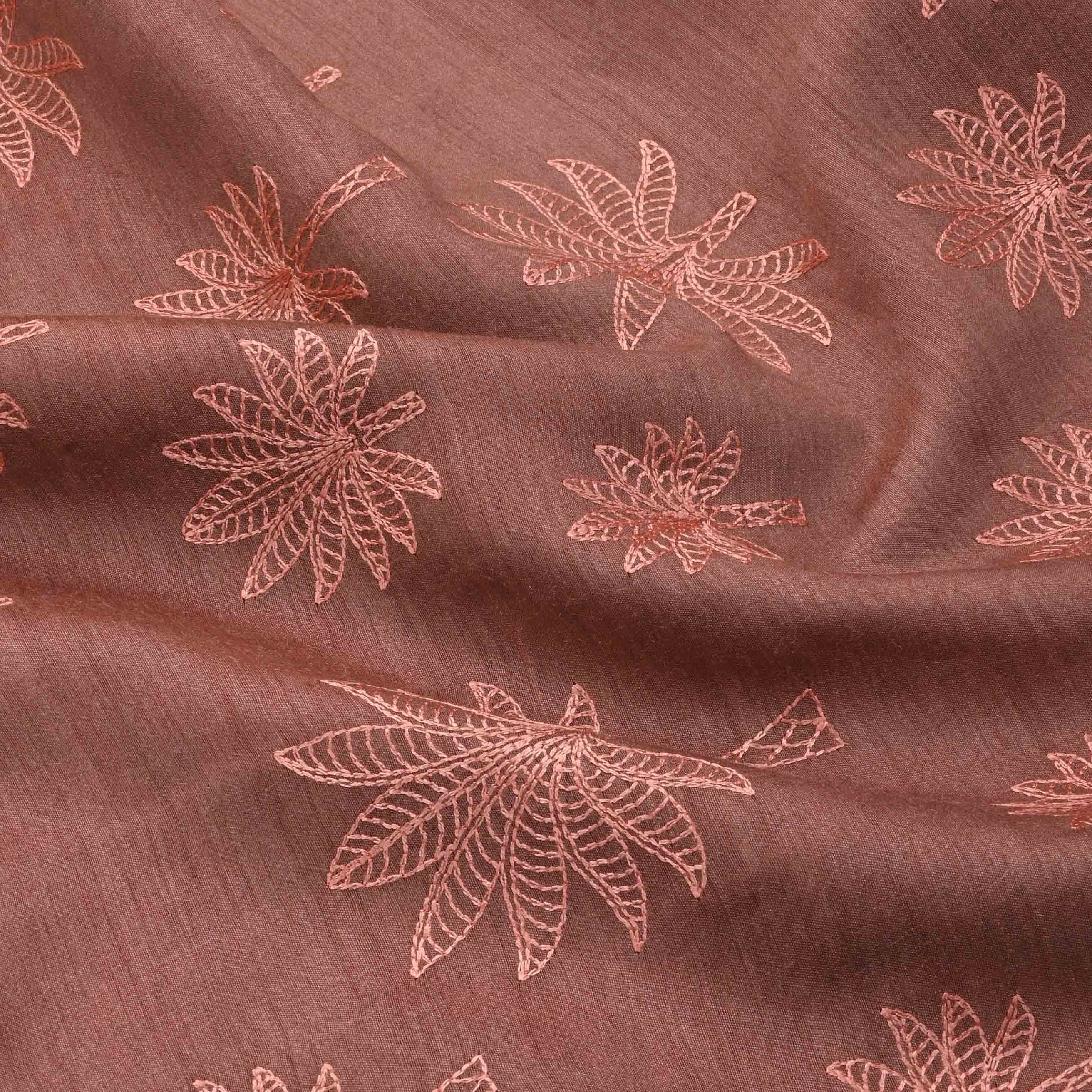 Copper Rose Moonga Embroidery Fabric