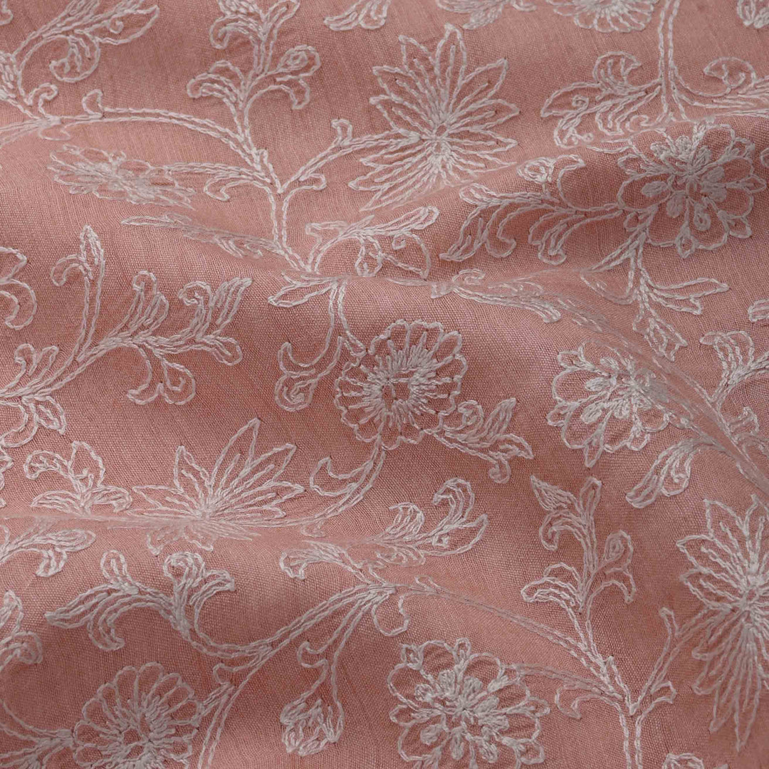 Spanish Pink Moonga Embroidery Fabric