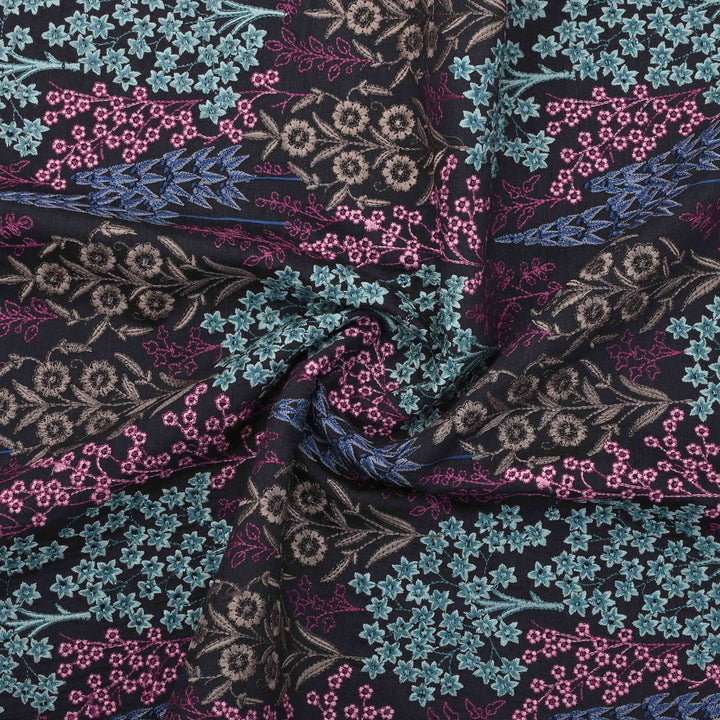 Deep Blue Moonga Embroidery Fabric