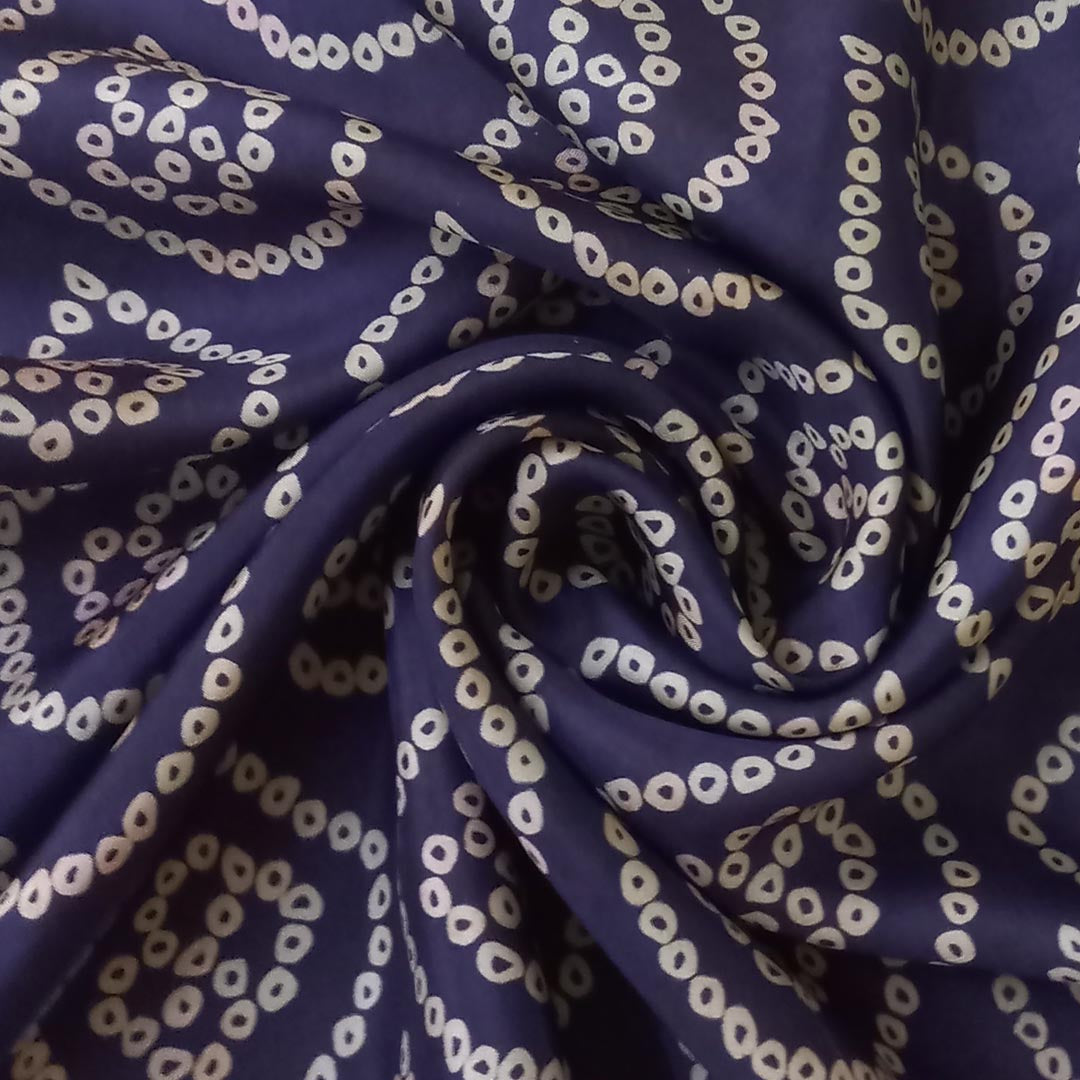 Violet Color Silk Fabric With Bandhani Dots