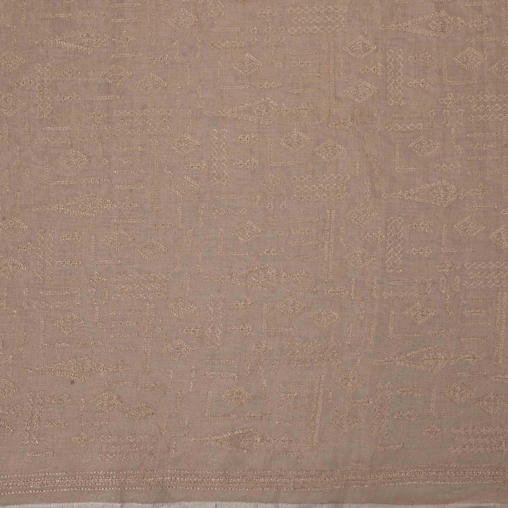 Cream Half White Zari Embroidery Tissue Fabric