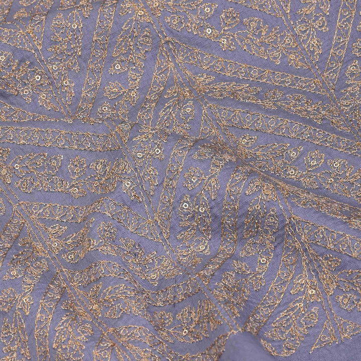 Lilac Chanderi Embroidery Fabric