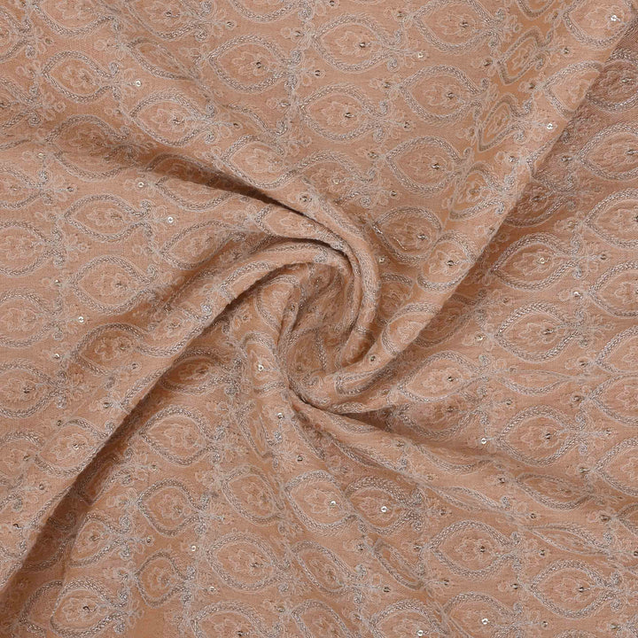 Lady Pink Tussar Embroidery Fabric