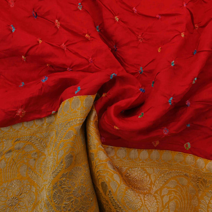 Classic Red Bandhy Bandhani Fabric