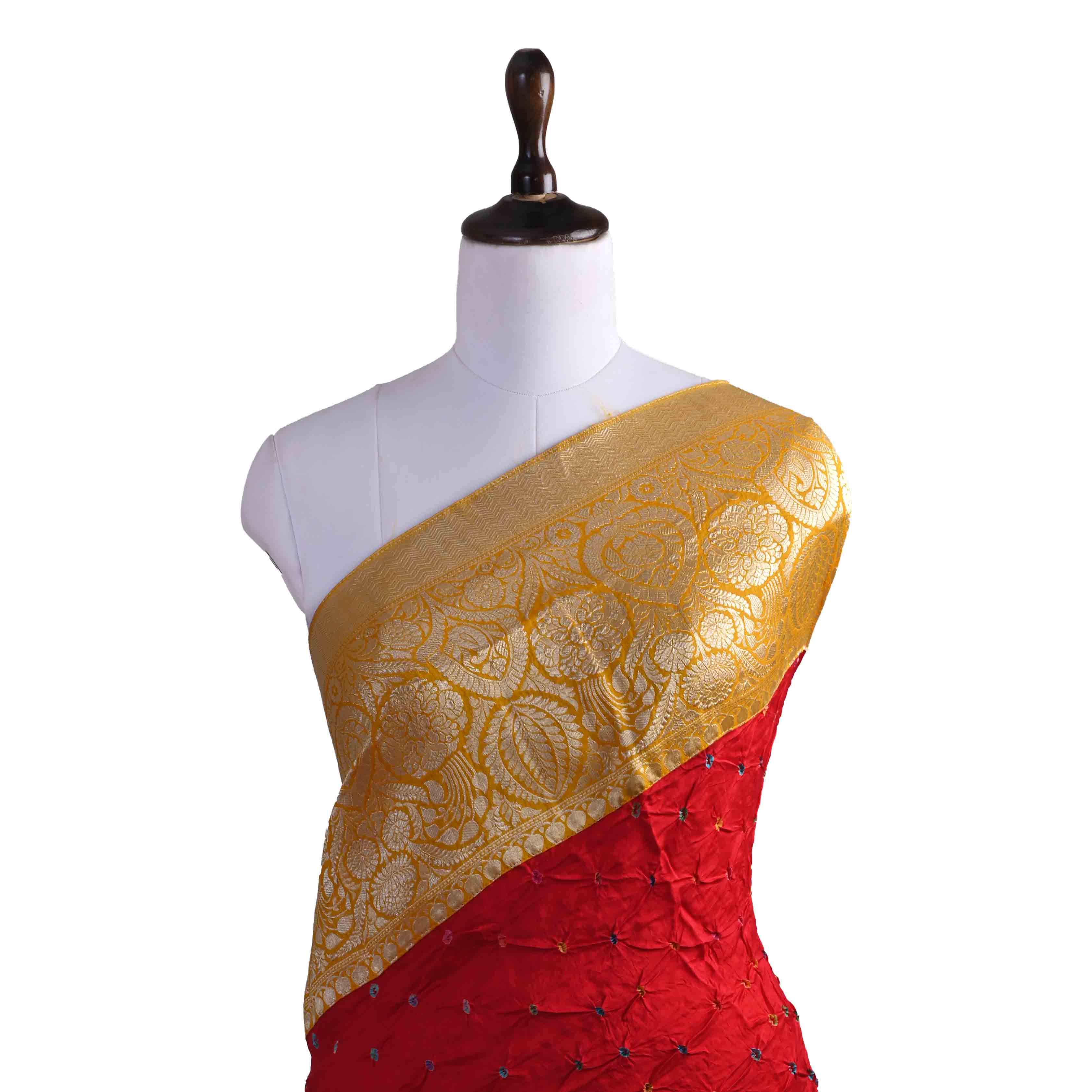 Classic Red Bandhy Bandhani Fabric