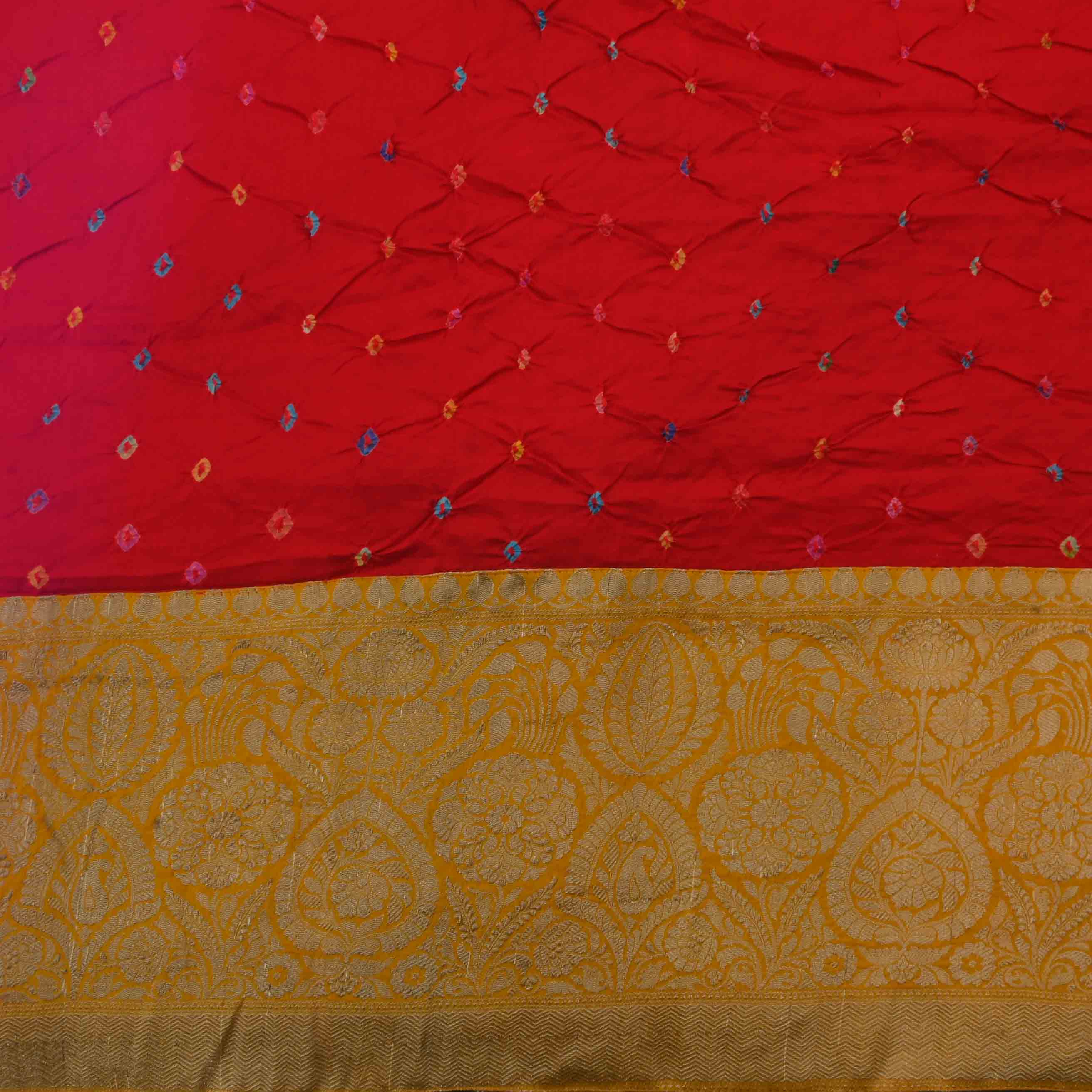 Classic Red Bandhy Bandhani Fabric