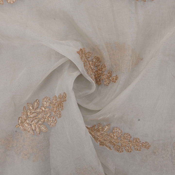 White Embroidered Tissue Fabric
