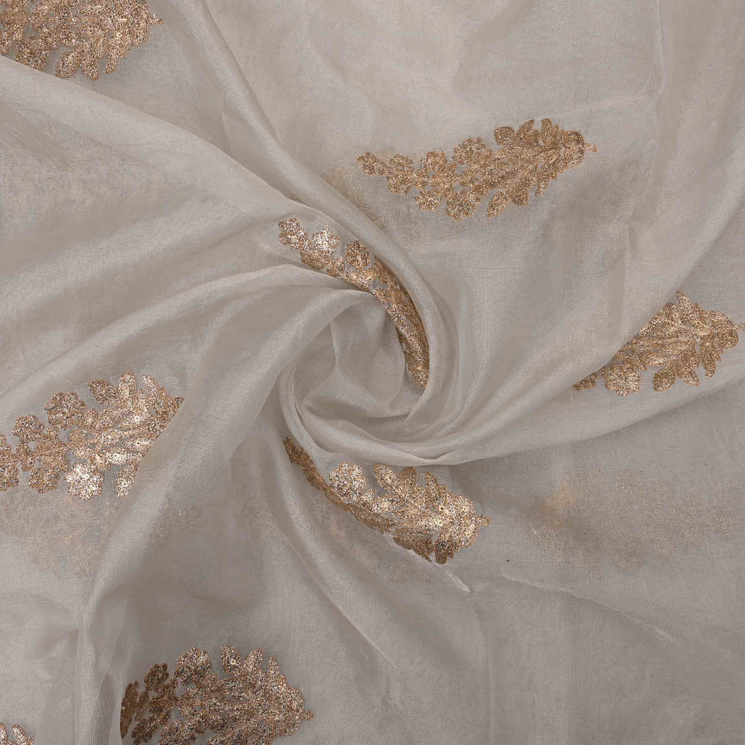 Light Gray Organza Embroidered Fabric