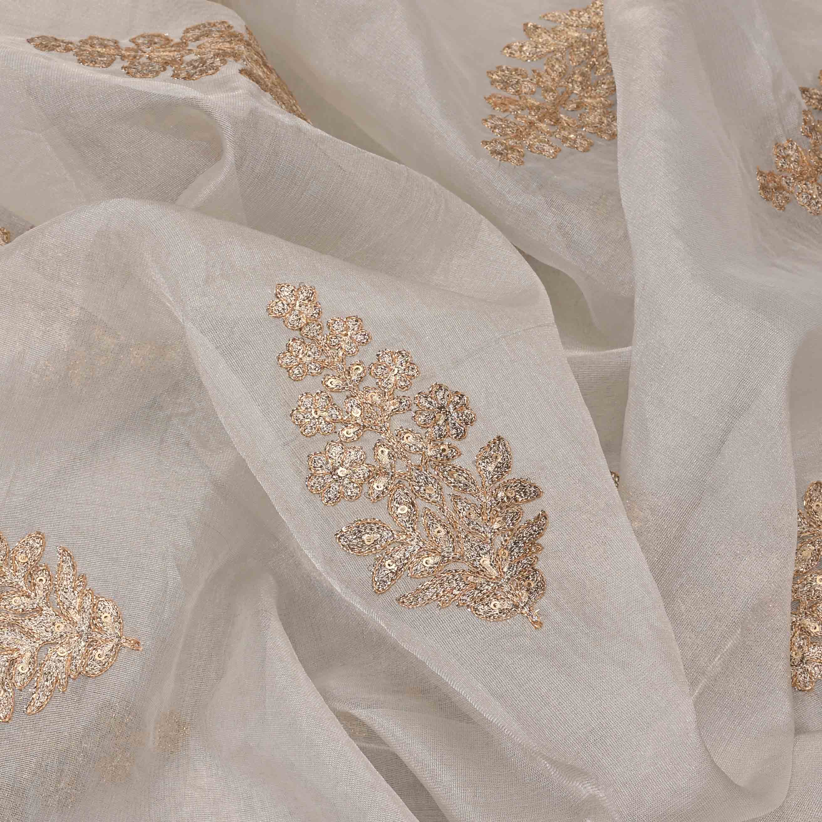 Light Gray Organza Embroidered Fabric