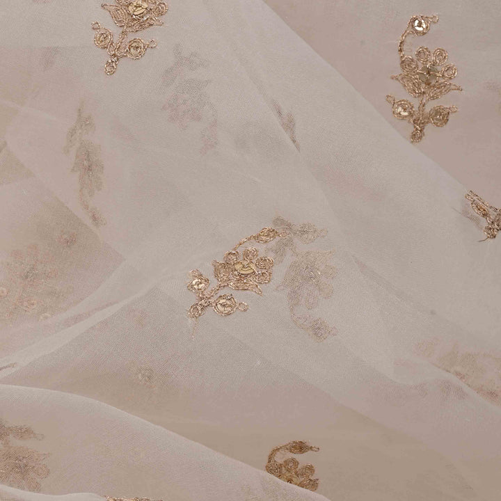 Sand White Organza Embroidered Fabric