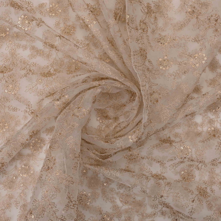 Light Vanilla Organza Embroidered Fabric