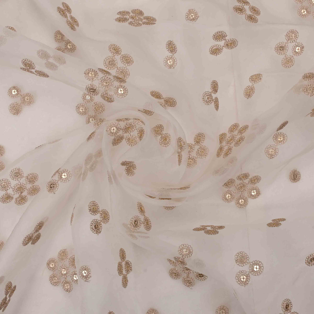 Off White Organza Embroidered Fabric
