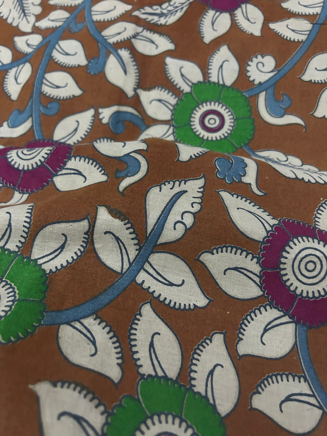 Brown Cotton Fabric With Flower Print