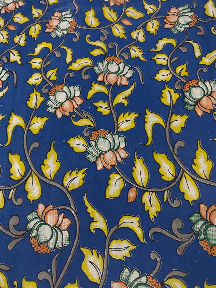 Cotton Fabric With Floral Kalamkari