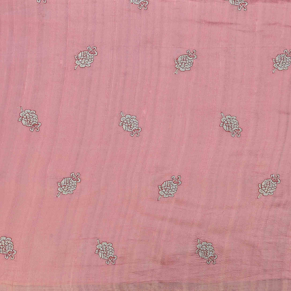 Light Pink Raw Silk Embroidered Fabric