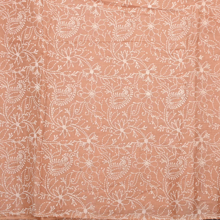 Creamhalf White Printed Tussar Fabric