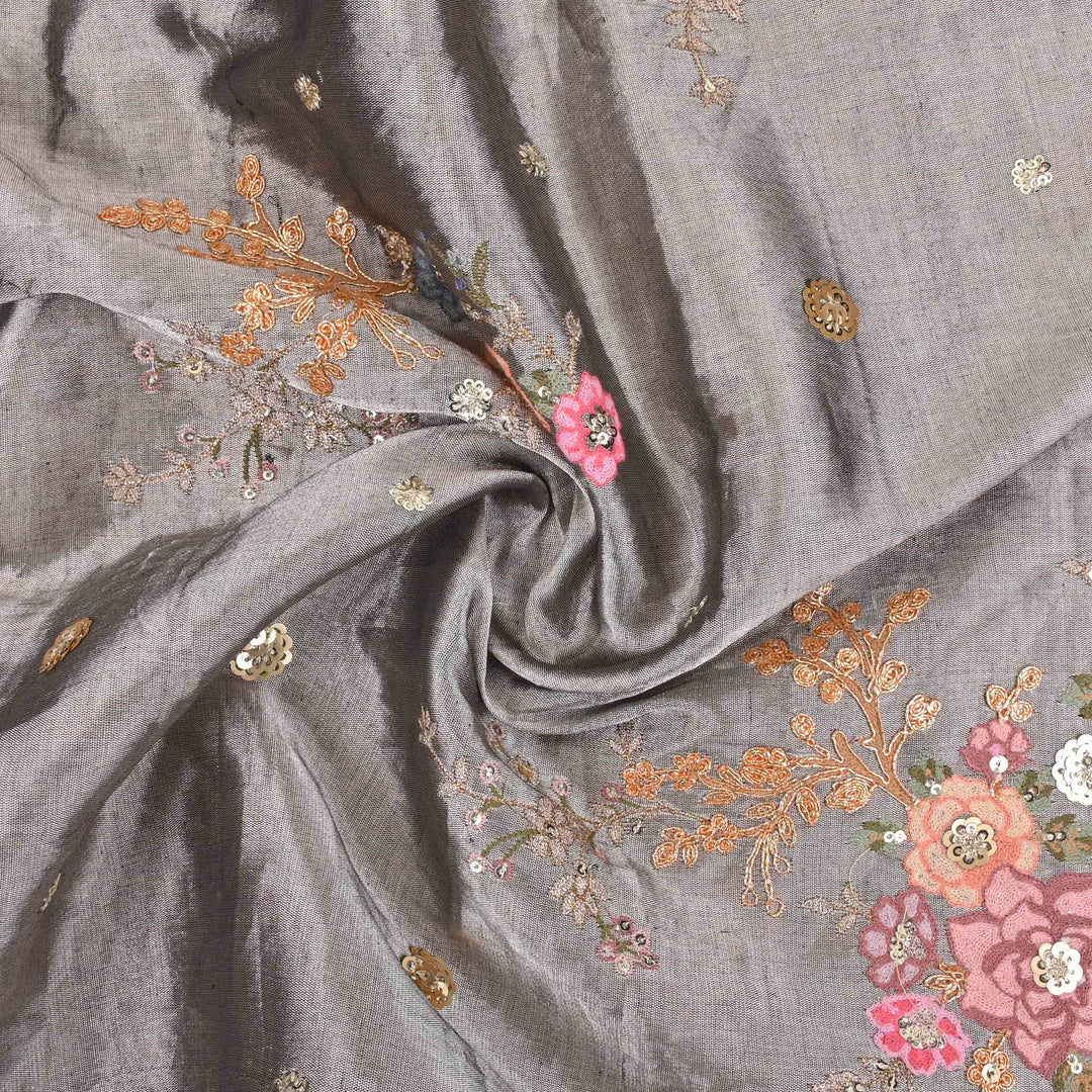 Grey Tissue Embroidery Fabric