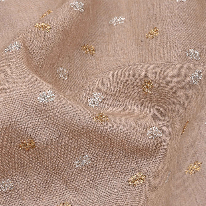 Brown Embroidery Tussar Fabric