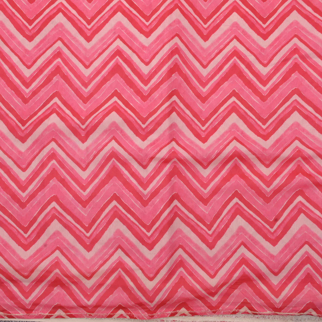 Red Geometrical Printed Tussar Fabric