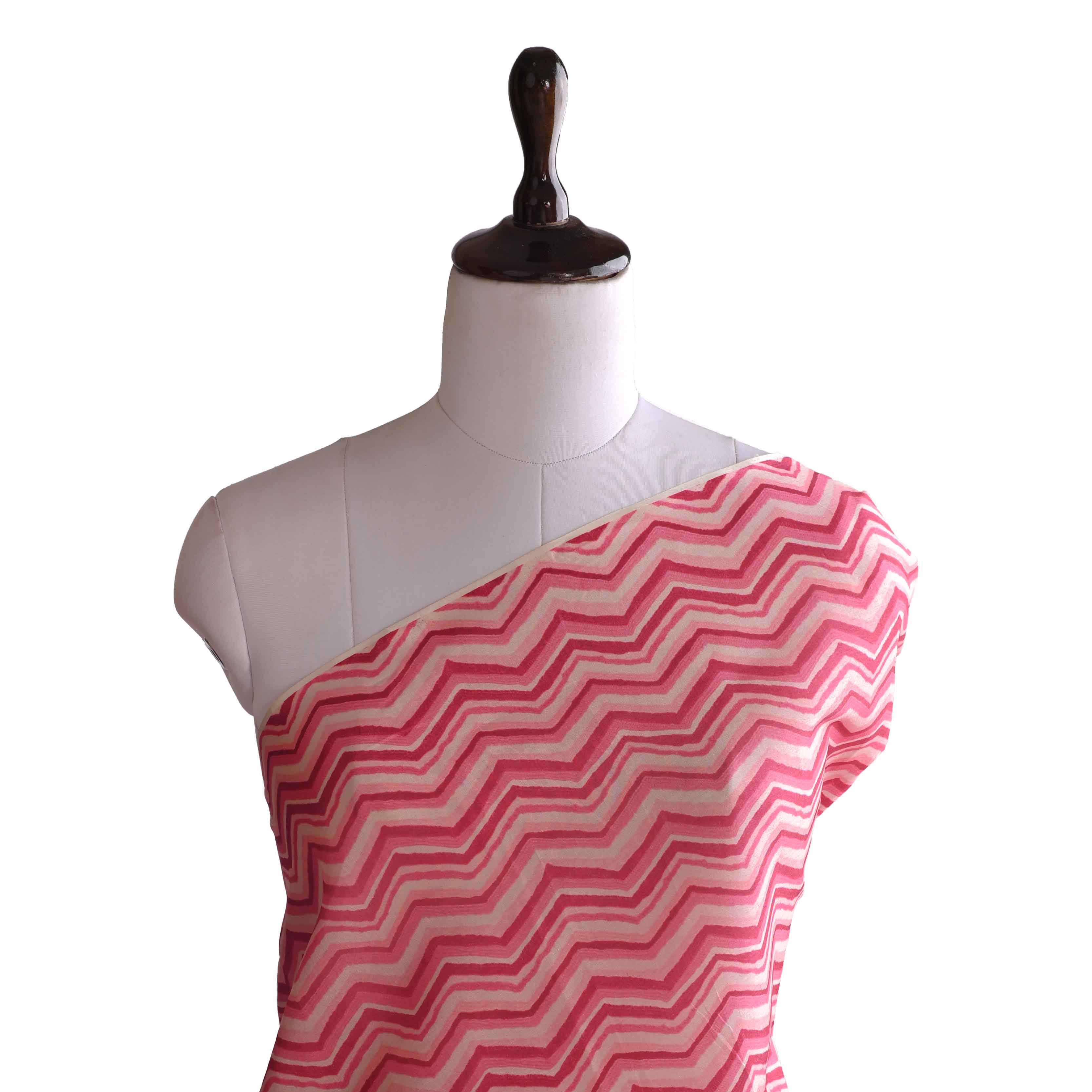 Pink Geometrical Print On Tussar Fabric