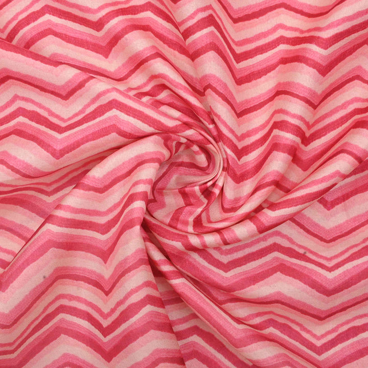 Pink Geometrical Print On Tussar Fabric