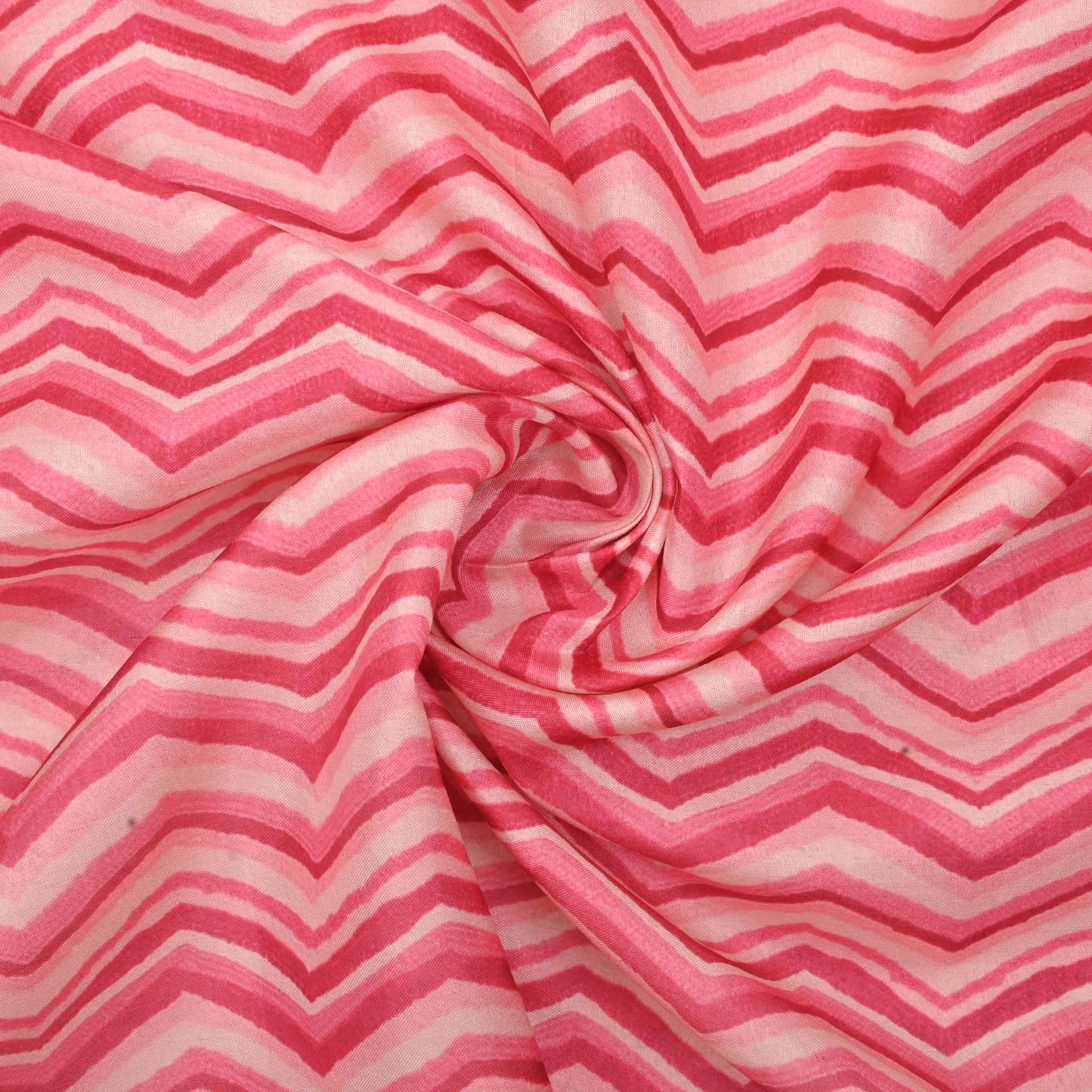 Pink Geometrical Print On Tussar Fabric