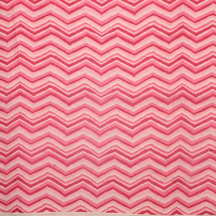 Pink Geometrical Print On Tussar Fabric