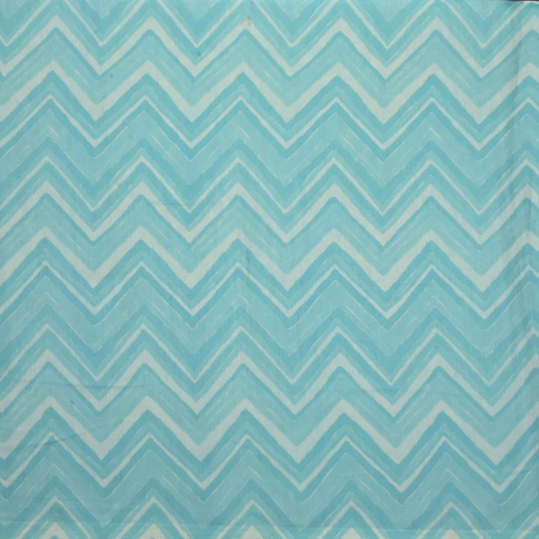 Blue Geomentrical Printed Tussar Fabric