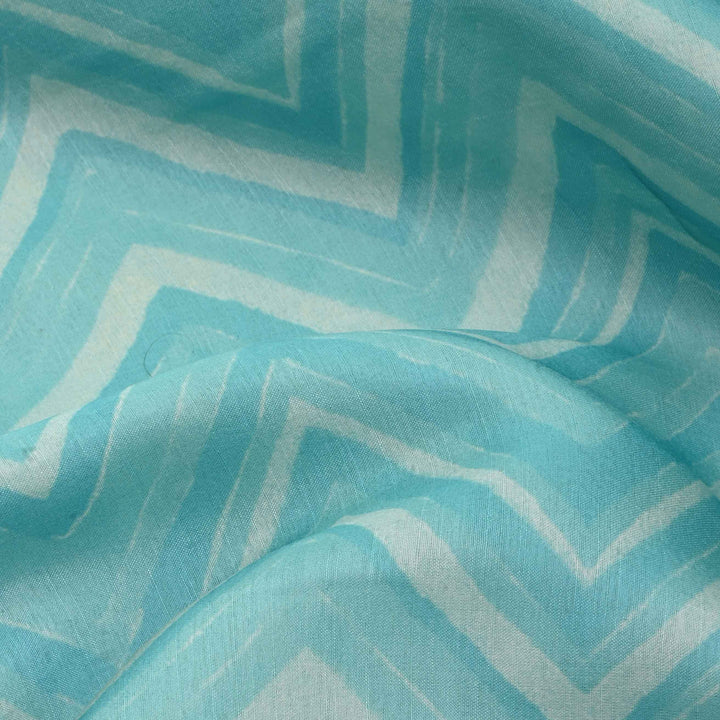 Blue Geomentrical Printed Tussar Fabric