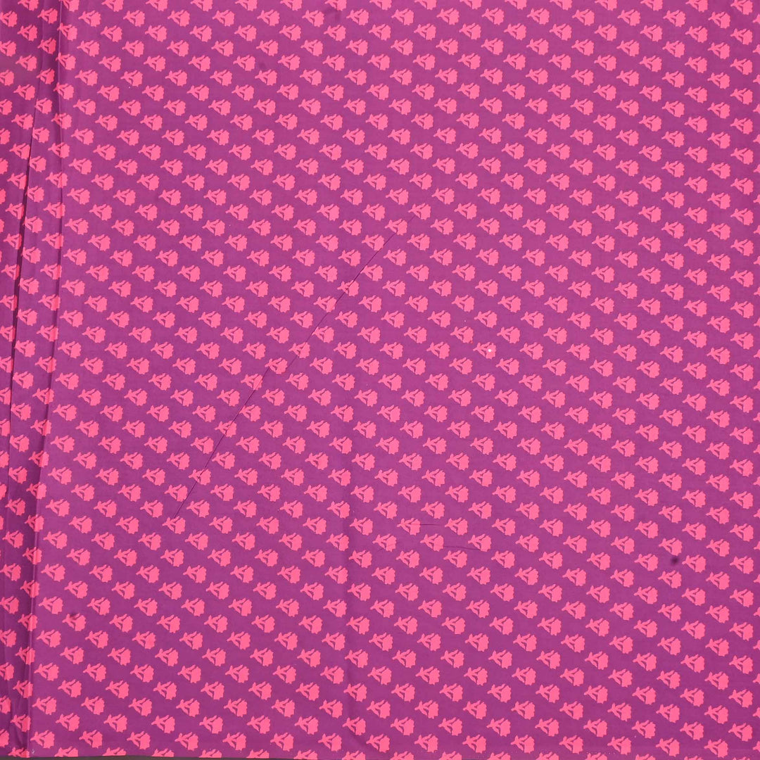 Pink Floral Printed Tussar Fabric