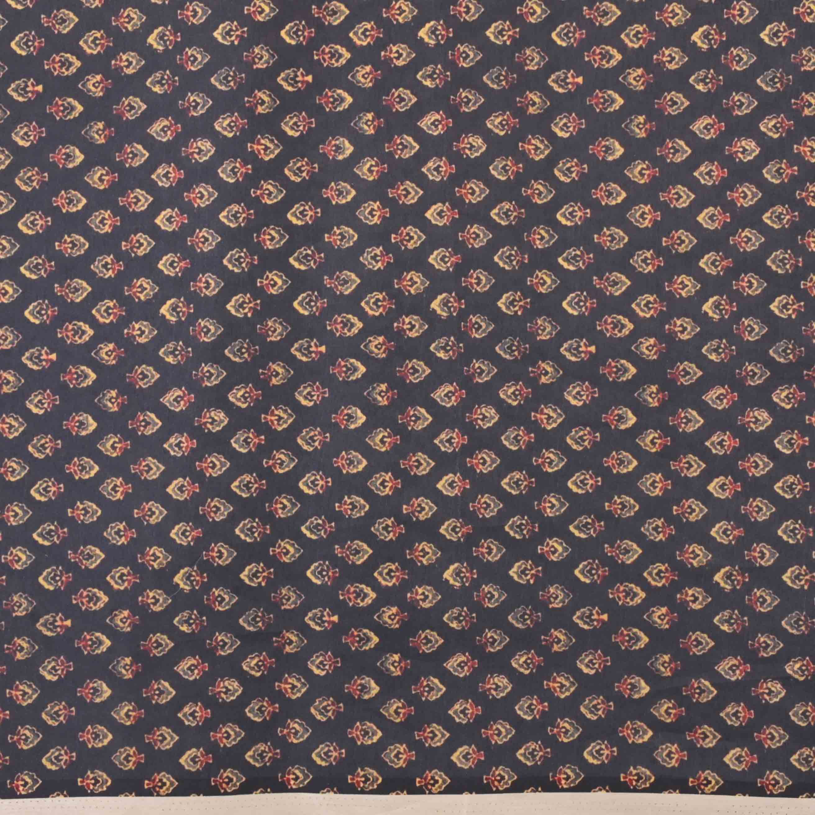 Black Butti Printed Silk Fabric