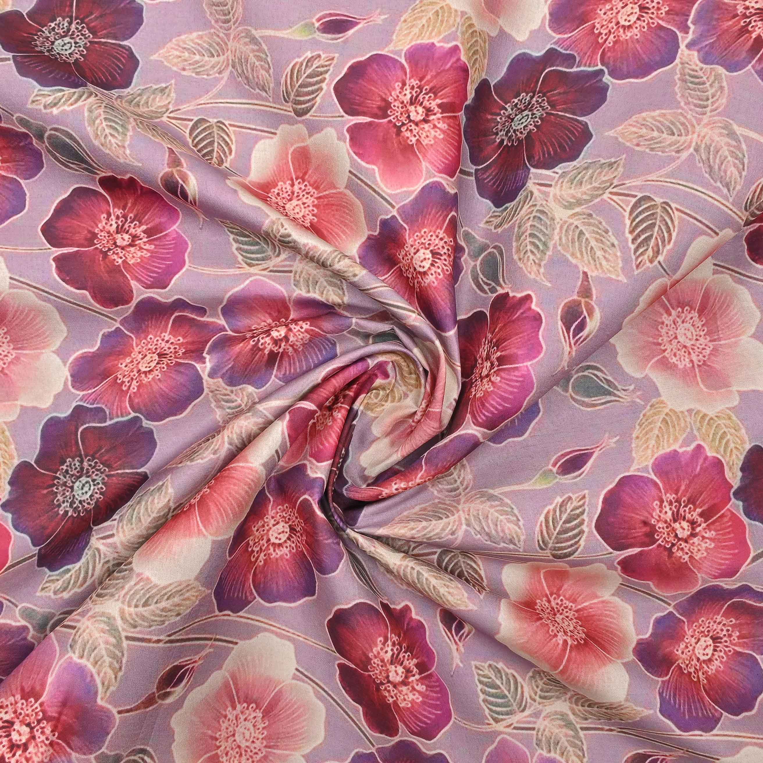 Pastels Floral Printed Tussar Fabric