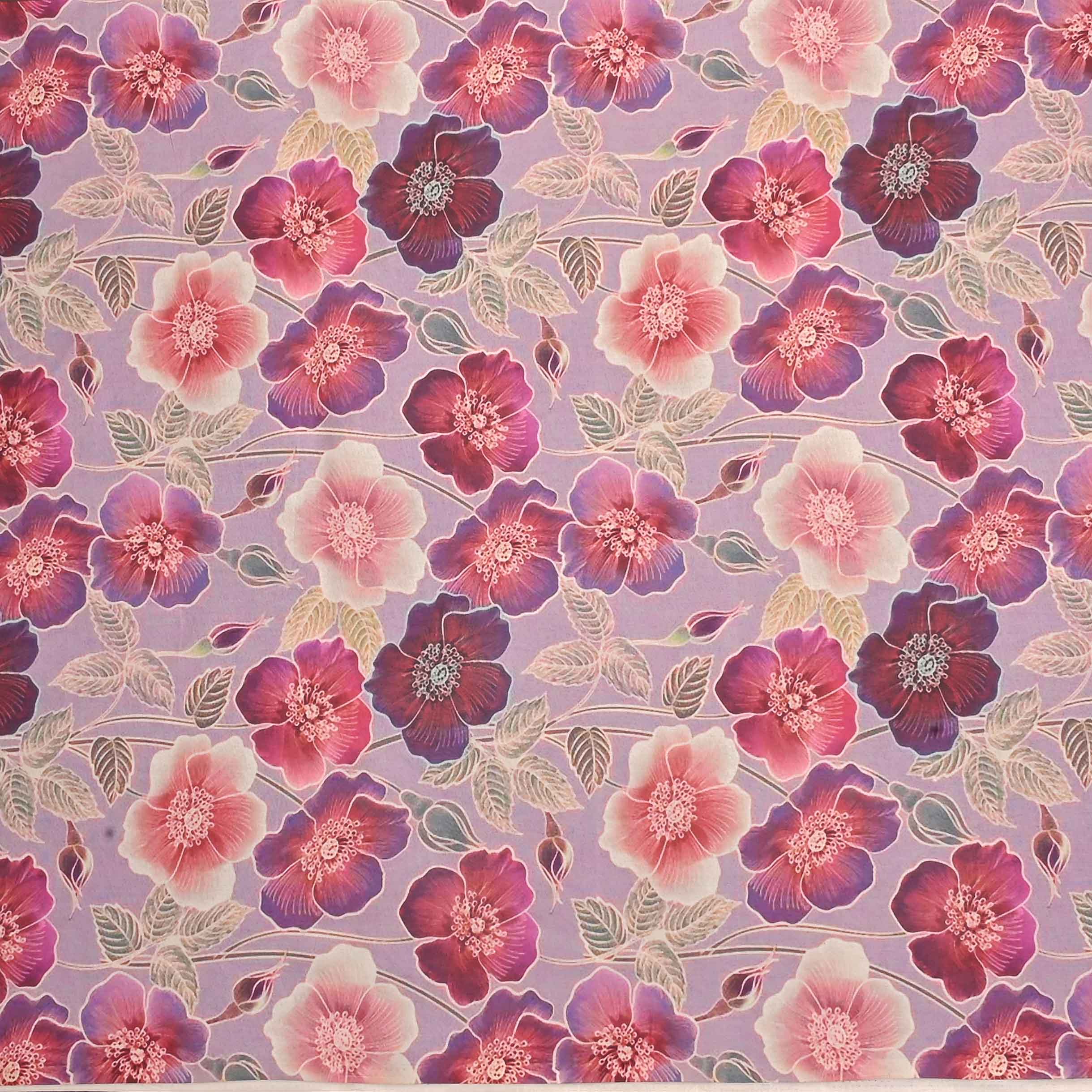 Pastels Floral Printed Tussar Fabric