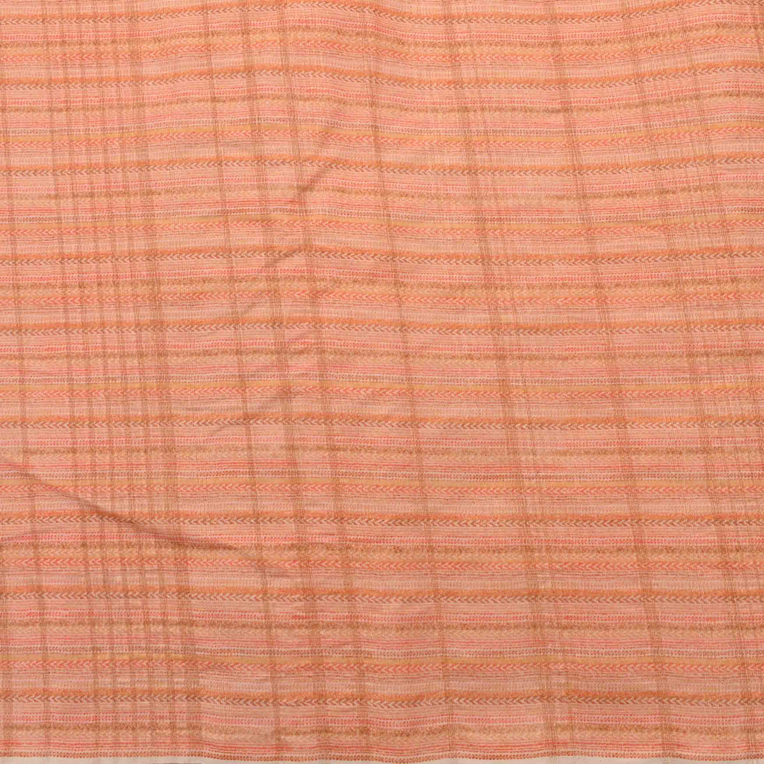 Orange Peach Geometrical Printed Silk Fabric