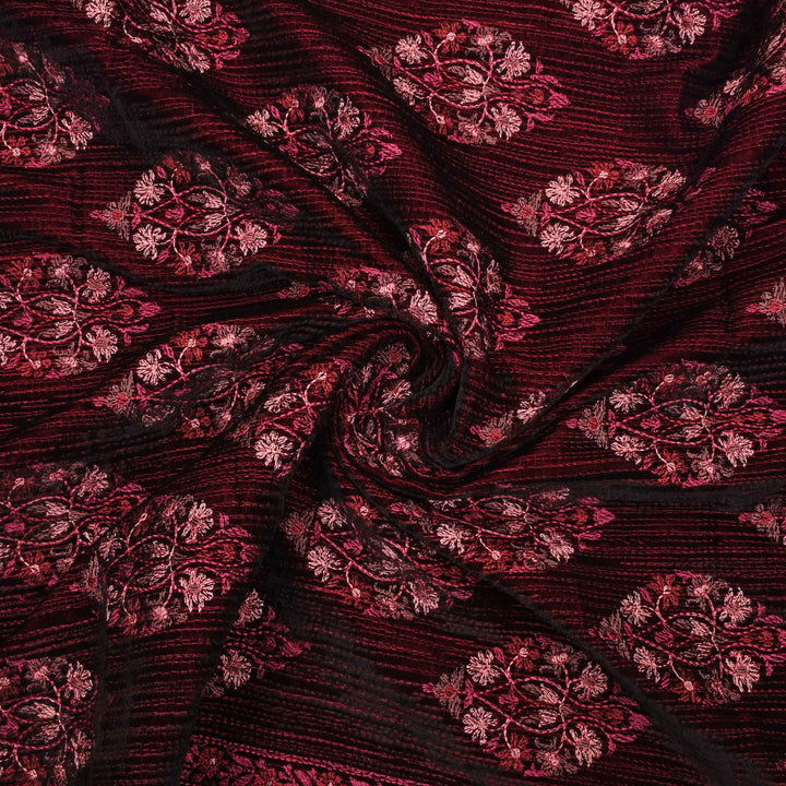 Red Embroidery Velvet Fabric