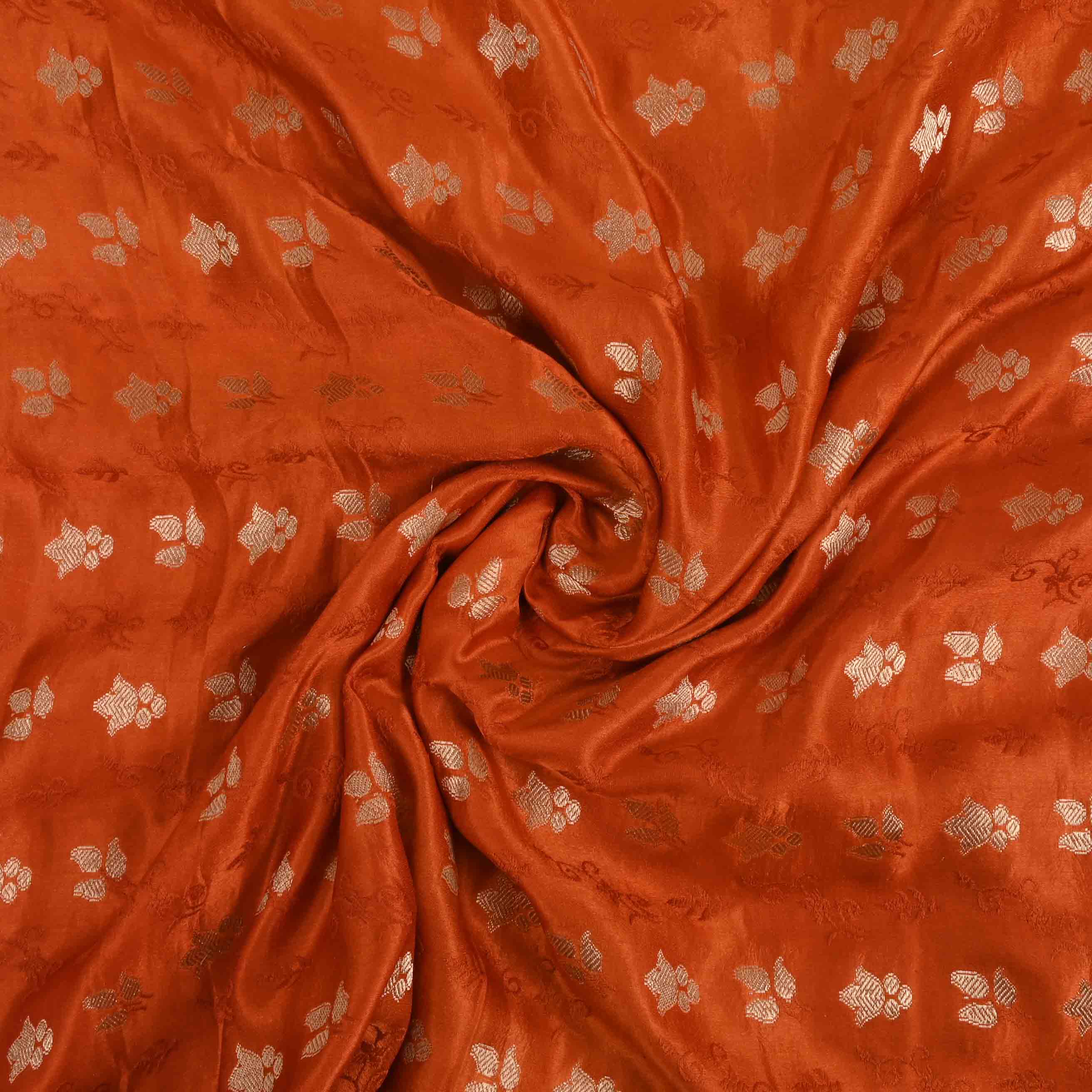 Gorgeous Orangepeach Banarasi Fabric