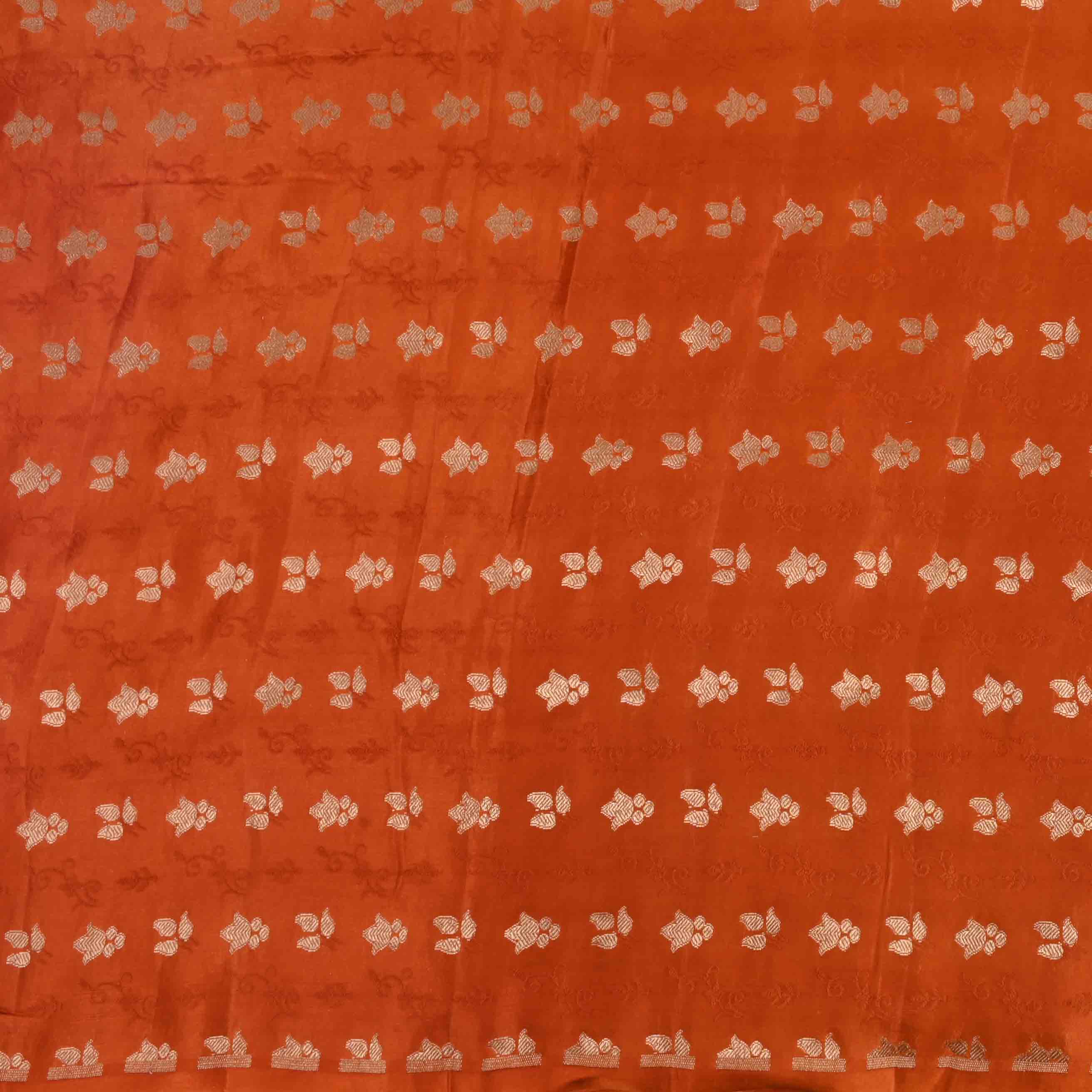 Gorgeous Orangepeach Banarasi Fabric