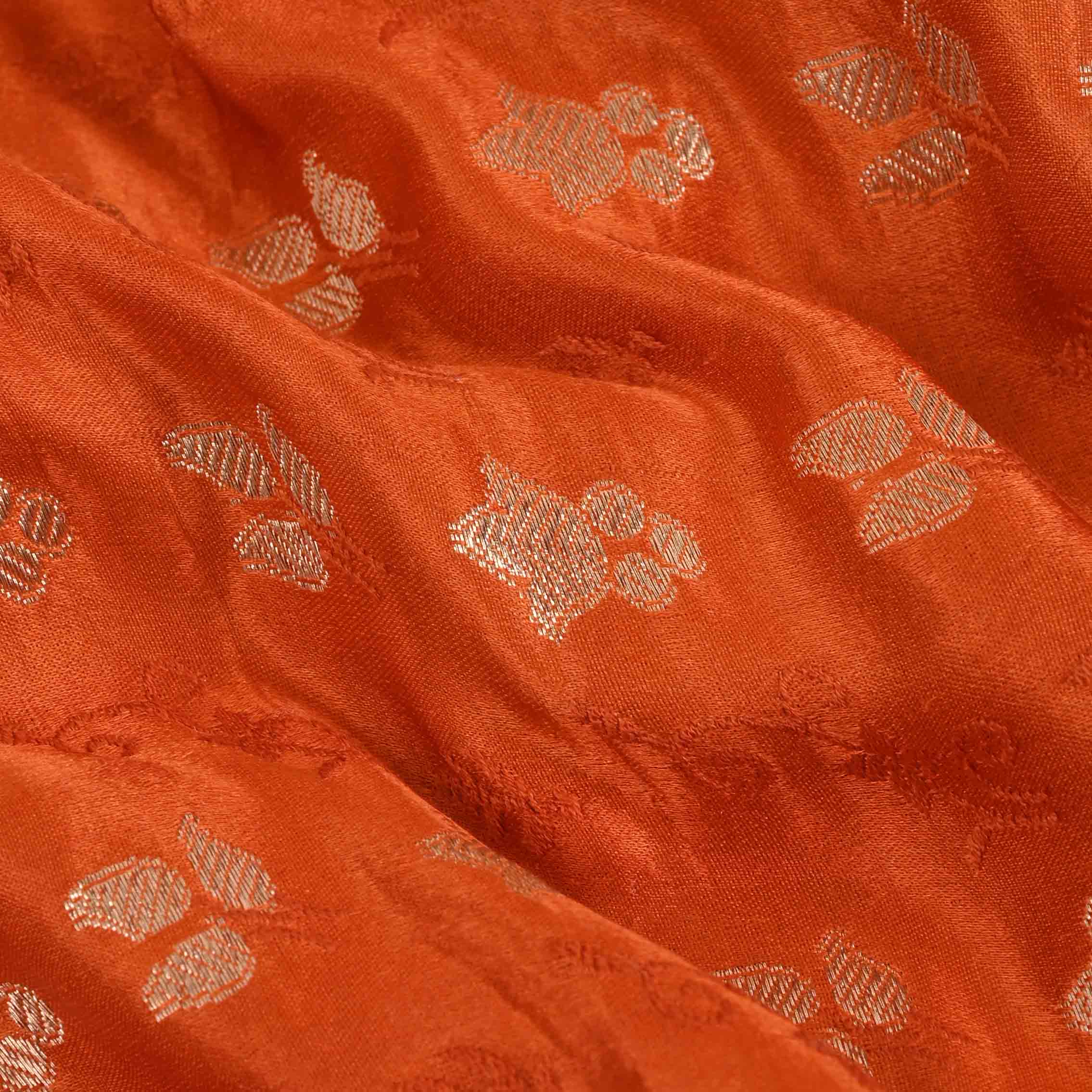 Gorgeous Orangepeach Banarasi Fabric