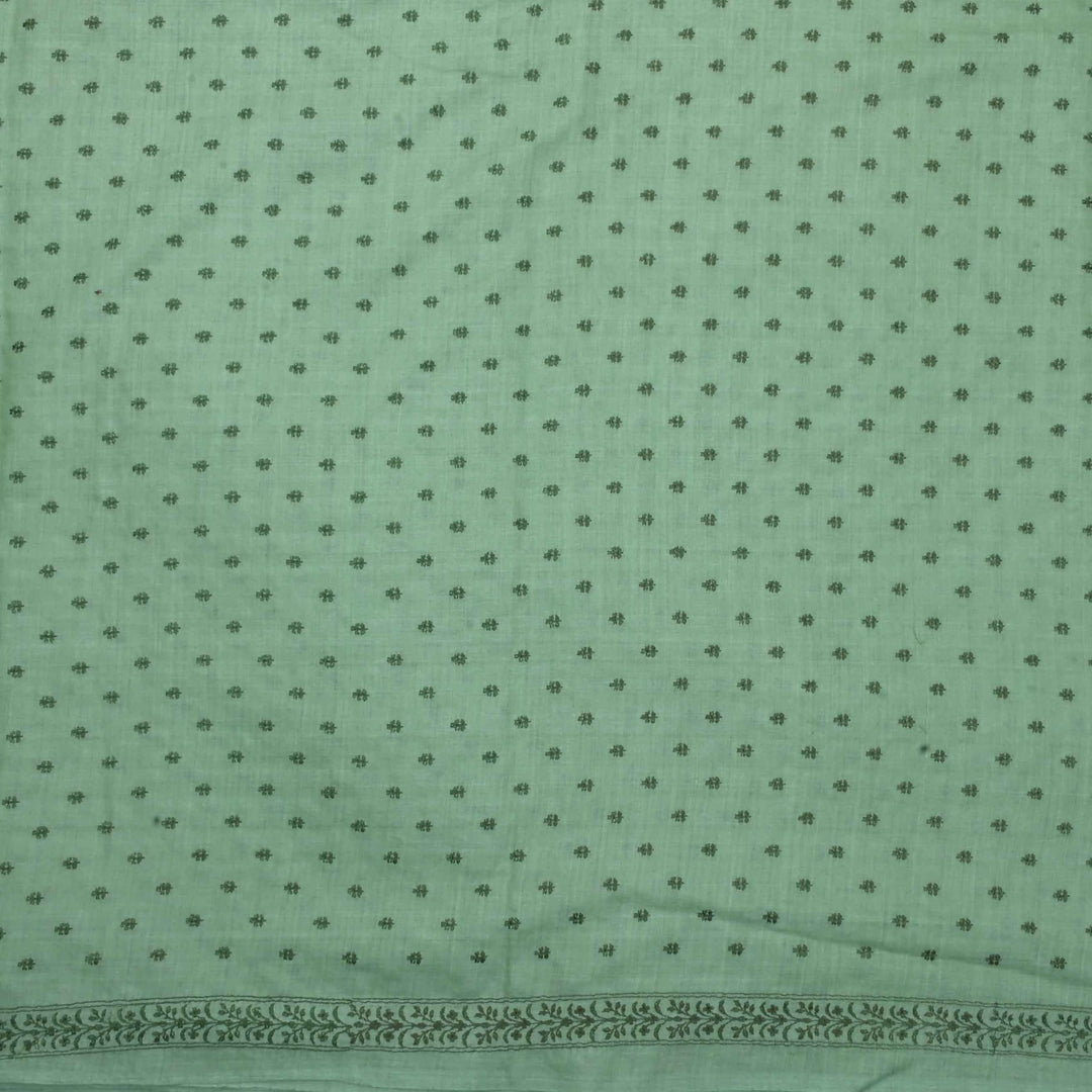 Green Embroidery Tussar Fabric