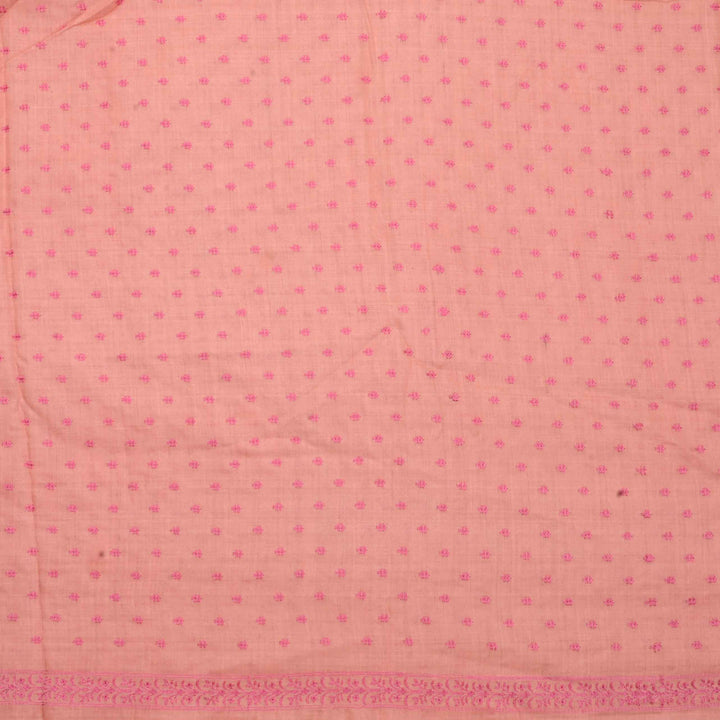 Pink Threadwork On Embroidery Tussar Fabric