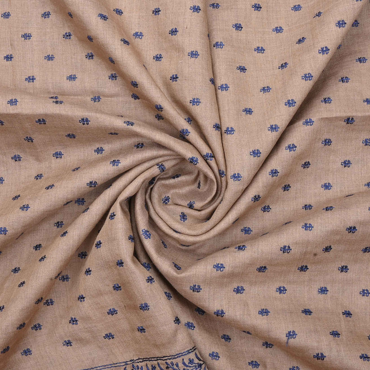 Creamhalf White Threadwork On Embroidery Tussar Fabric