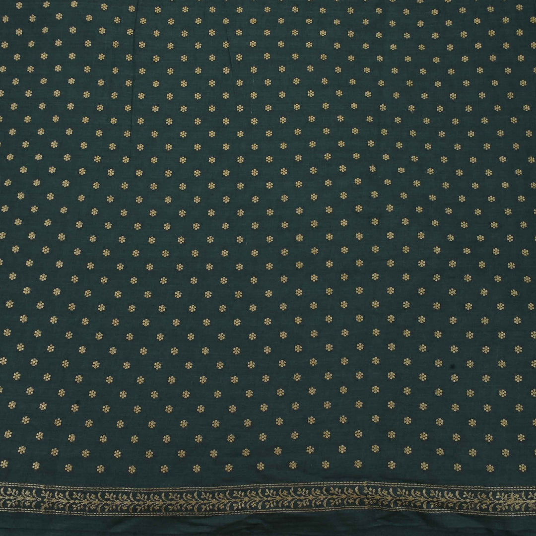 Green Zari Embroidery On Embroidery Tussar Fabric