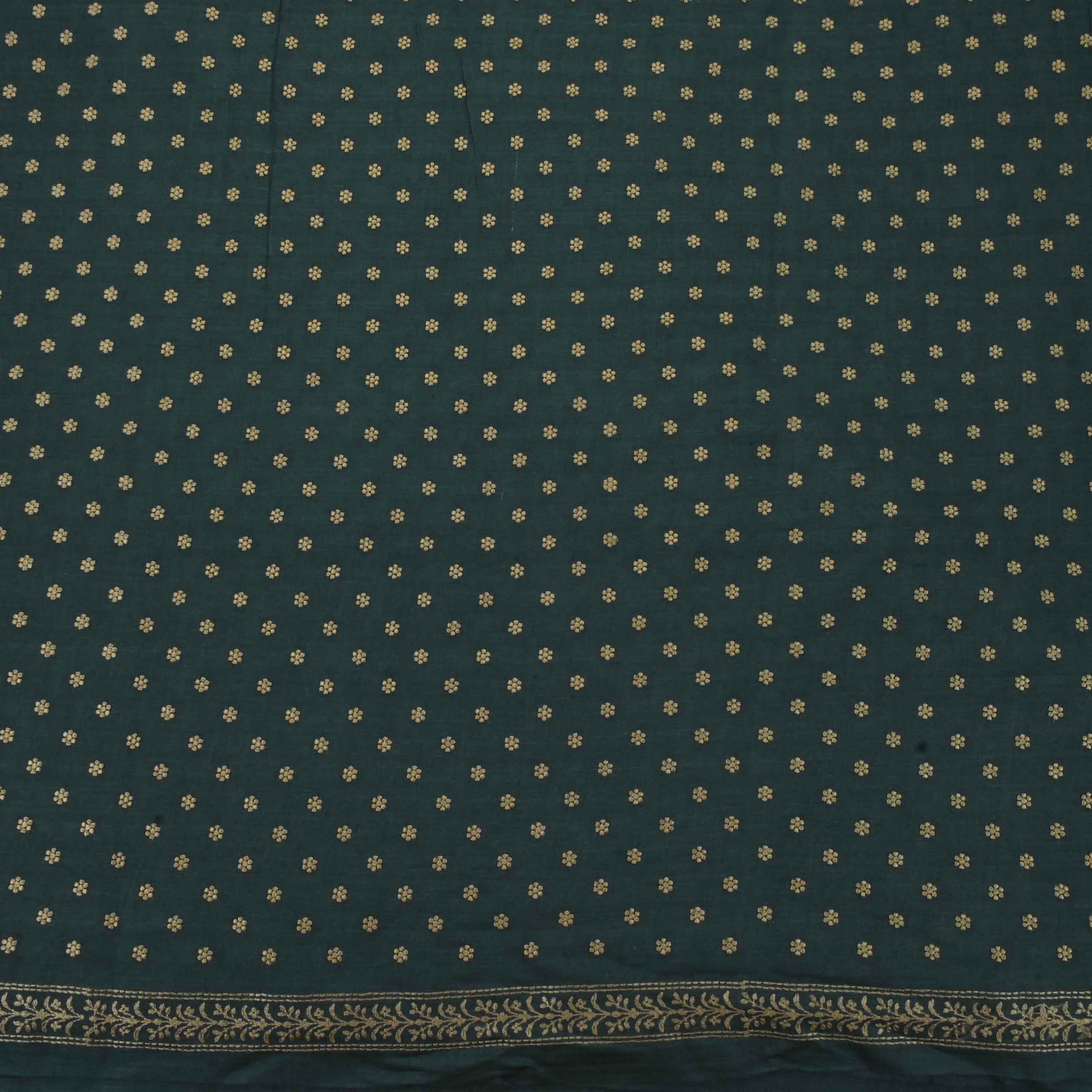 Green Zari Embroidery On Embroidery Tussar Fabric