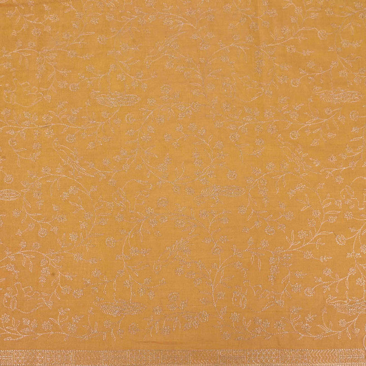Yellow Mustard Zari Embroidery Tissue Fabric