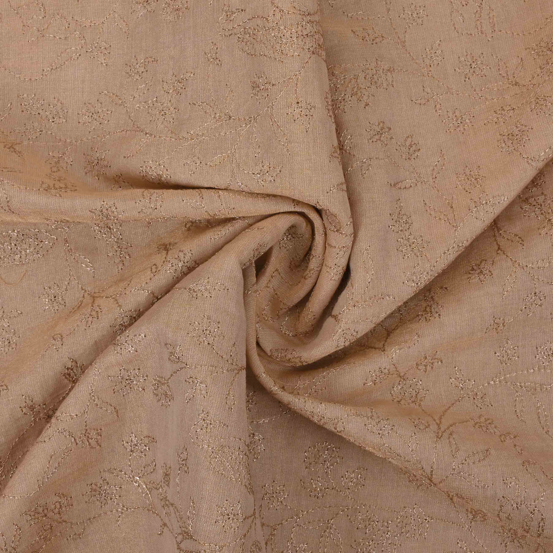 Elegant Creamhalf White Zari Embroidery Tissue Fabric